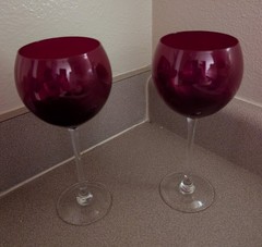 4 Lenox Holiday Gems Ruby Balloons Red Crystal Goblets Wine Glasses 9” New