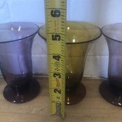 5 Vintage Footed Cocktail Dessert Glasses Etched w/Grapes & Vines Amber Olive