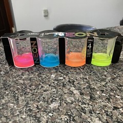 Libbey Impressions Colors Neon Double Old Fashioned Glasses Set of Four 12 ounce