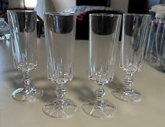 4 Italy Lifestyle 24% Lead Crystal 7 3/8” Fluted Champagne Goblet Wine Glasses
