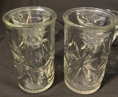 Anchor Hocking Atomic Star Burst Jelly Jar 2 Juice Glass 2 Dessert Cups Vintage