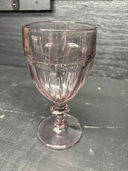 2 Gorgeous Vintage Libbey Pink Plum Duratuff 6.75” Glass Water Goblets