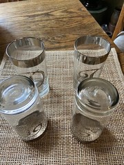 Vintage Highball Dorothy Thorpe Style MCM Silver Letter D Glass Monogram. Set-4