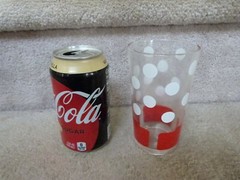4 VINTAGE MCM Libbey Glass Tall Glasses Red White Dots Stripes 5″