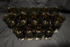 VTG Noritake Spotlight Stem Goblets Glasses Walnut Brown Ten-8oz and Four-4oz