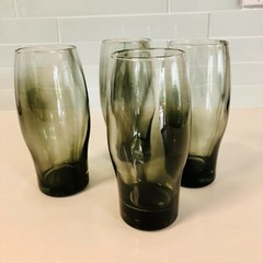 LIBBEY PERCEPTION BLACK/SMOKE SWIRL ICED TEA GLASSES 6-1/2″ – 4 TOTAL