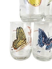 Set of 8 Vega Butterflies Glasses Tumblers Each Different Butterfly 5″