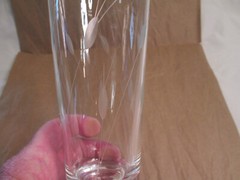 Vintage Libbey Tall Drinking Tumbler Glasses Etched Leaves 14oz
