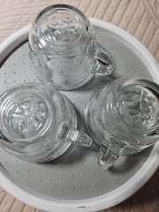 3 Mid-Century Jeanette Glass Punch Cups Embossed Apple Grape Pear 1960’s