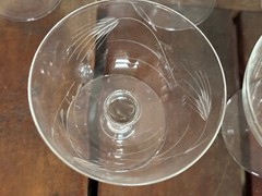 Vintage Elegant Etched Glass Wheat Pattern Champagne Coupes Glass set of 8