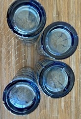 4-Anchor Hocking Tartan Blue Heavy Tumbler Glasses 6″ Tall *EUC