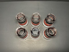 Fiesta Bands 4 Oz. Juice Glasses By Anchor Hocking, Red, White, Black Set Of 6