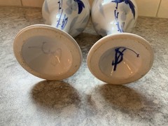 Cobalt Blue And White Porcelain Goblet/Wine/Saki Cups With Floral Design