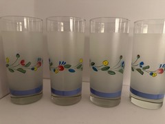 Vintage Floral Expressions 16 OZ FROSTED GLASS TUMBLERS Set of 4 Tumblers