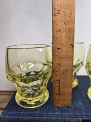 Vintage set of 3 Glass Cambridge Georgian Gold Krystol Yellow 4″ Glasses