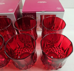 (8) Cristal D’Arques Longchamp Ruby Double Old Fashioned Set Crystal France Lot