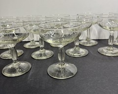 Set Of 11 Vtg Ribbed Sherbet Stemware Champagne Coupe Cocktail Clear Glasses