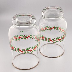 (2) Libbey Holly Ribbon Glasses Tulip Shape Tumblers Intact Gold Rims Vintage