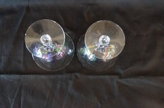 Set of 7 Fostoria Iridescent Rainbow Glass Champagne Sherbet Coupes Stemware