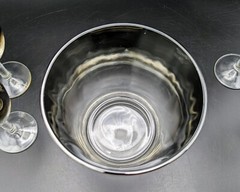4 Vintage silver fade glasses with snowflakes Coordinating Ice Bucket