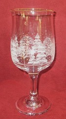 Eight Arby’s Winter Trees Tulip Wine Glasses, Pines by Lynn’s China, Libbey 12oz