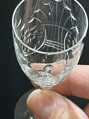 4 Etched Cordial Stemware Wavy Stem Optic Vintage 4 in Tall Footed Gift