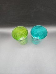 VTG MCM Hazel Atlas Set of 6 Thumbprint Coindot Glass Juice Cup Tumblers READ