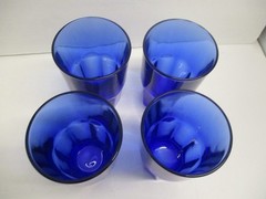 Vtg. Libbey Crisa Dark Cobalt Blue Tumblers Glasses Set of 4 – 8 Paneled 12 oz.