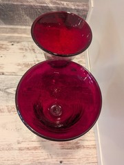 Artland Iris Ruby Red Seeded Bubble Glass Water Goblets – Set of 2 – 8 1/8″