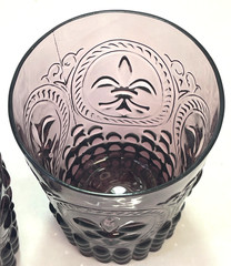 Zrike Glass Fleur de Lis Hobnail Renaissance Amethyst Tumblers Set of 2