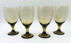 Vintage Set Of 4 Libbey «Classic Mocha» Water Goblets 7″