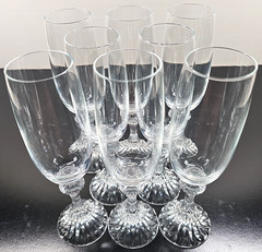 8) Mikasa The Ritz Fluted Champagne Set Vintage Crystal Clear Stemware Retro Lot