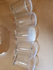 (5) Fenton 1910 EAPG Curtain Optic Clear Opalescent «Reverse Drape» Glasses 8 oz