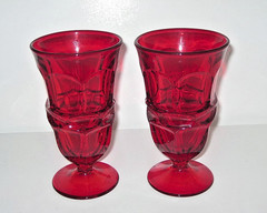Fostoria Argus Ruby Red Footed Iced Tea Glasses – set of 2 ~ Excll!!