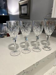 Gorham Star Blossom Heavy Cut Crystal Champagne Flutes 9 1/4″ x 2″ Set 4 CLEAR !