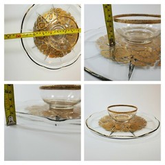 Vintage Georges Briard MCM Gold Scalloped Serving Tray with Sauce /Dip Bowl 12″