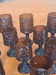 Lenox Hand Blown Crystal Textured Impromptu Brown 17 Piece Stemmed Glass Ware