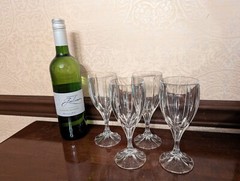 Park Lane by Mikasa 6-3/8″ Wine Glasses Set of 4 Ribbed Stem Clear Crystal