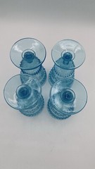 4 Vtg L.G. Wright Wildflower Baby Blue 6” Water or Wine Goblet Glass