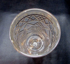Vintage 1960’s Clear Presscut Glass Pedestal Footed Drinking Glass 6″ Tumbler