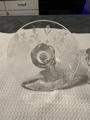 Tiffin Glass Company Vintage Punch Bowl And Stemware Sets, Strawberry Etch #173