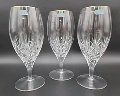 3- Mikasa Orion Crystal Footed Ice Tea Glasses, 7. 7/8″ Tall, 14 oz,
