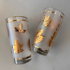 Lot of 7 Libbey GOLDEN FOLIAGE Assorted Vintage Drinkware-Tumbler/Juice/Pilsner