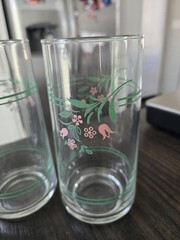 Corning Corelle ROSEMARIE Set of 3 Glass Tumblers 5 7/8″ Tall 16 oz