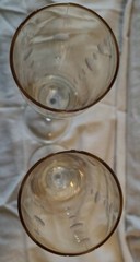 VINTAGE SET OF 2 ETCHED CHAMPAGNE GLASS WITH LONG STEM, UNMARKED