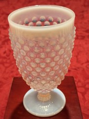 1930/40s Vtg Duncan Miller Pink Opalescent Hobnail Footed Tumbler Glasses 4 Pc