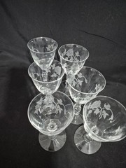 MID CENTURY HEISEY ROSE WINE GLASES SET OF 8