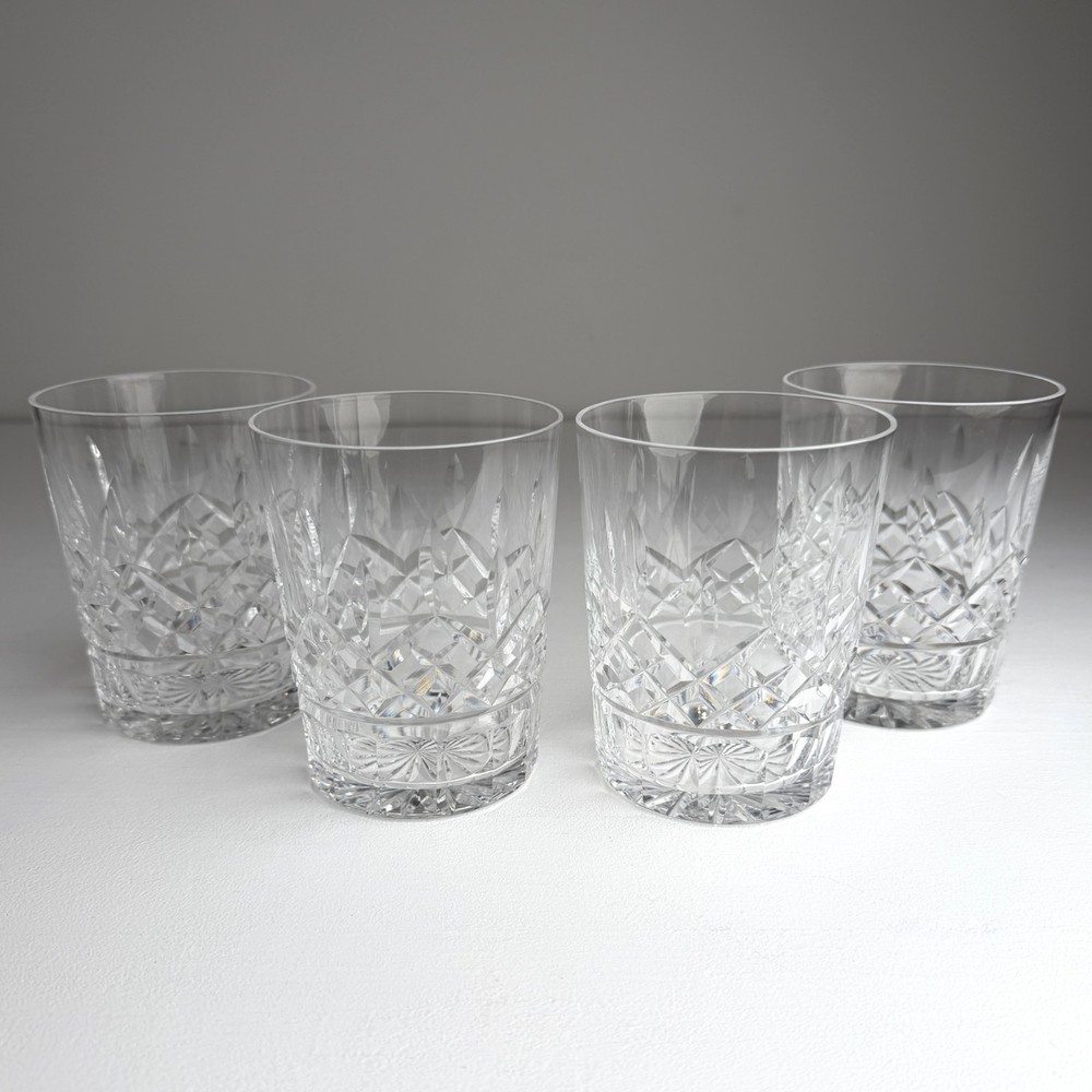 Set Of 4 Waterford Crystal LISMORE DOF Double Old Fashioned Glass 12 oz 4 3/8″