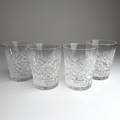 Set Of 4 Waterford Crystal LISMORE DOF Double Old Fashioned Glass 12 oz 4 3/8″