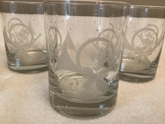 Princess House French Horn Set of Four On the Rocks Glasses~Weighted Bottoms